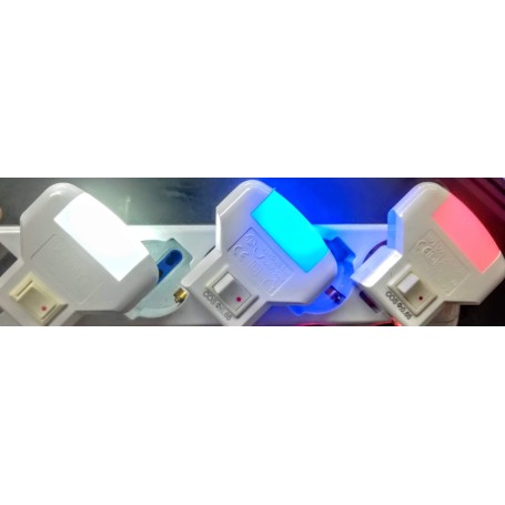 PUNTO LUCE NOTTURNO LED CON INTERRUTTORE BLU, GIALLO, ROSSO, VERDE, BIANCO