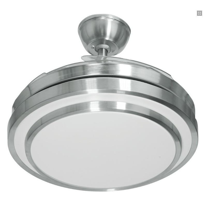 Ventilatore da soffitto pale a scomparsa, telecomando, corpo acciaio, 4 pale trasparenti LUSTRA JOHNSON