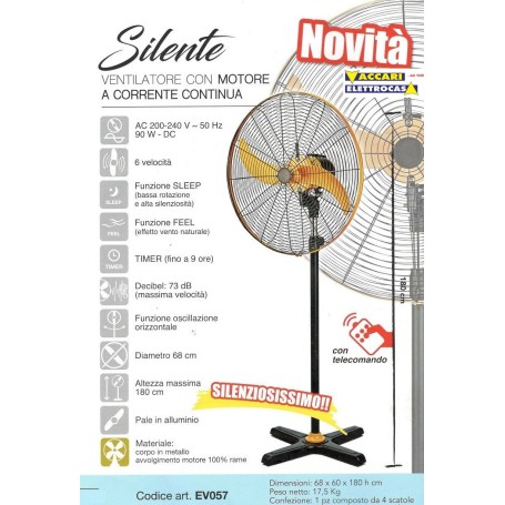 Ventilatore a piantana metallo cm 76 SILENTE CFG