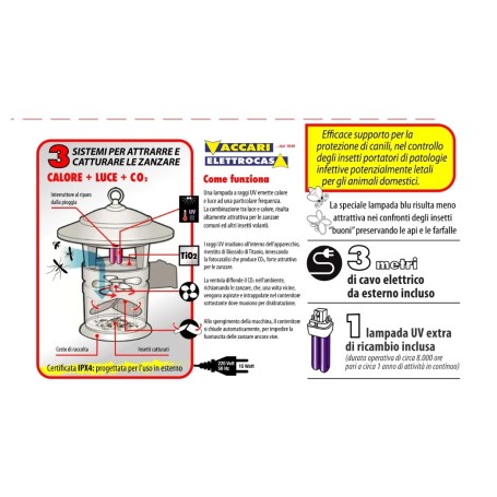 Cattura zanzare comuni, mosche, vespe, cimici copertura 400mq H040