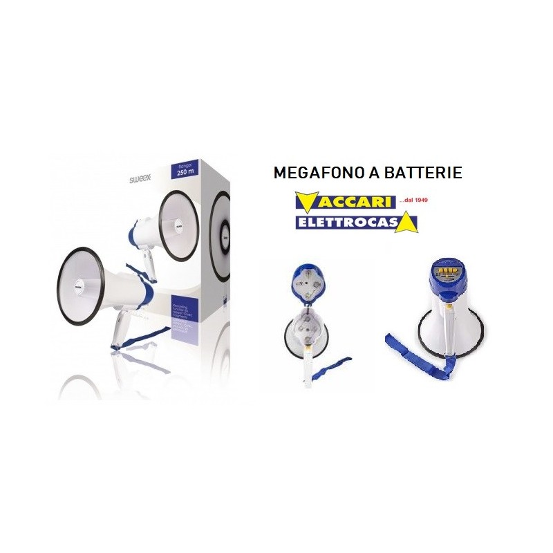 Megafono con sirena integrata e portata di 250Mt, funzione registrazione 10 secondi NEDIS