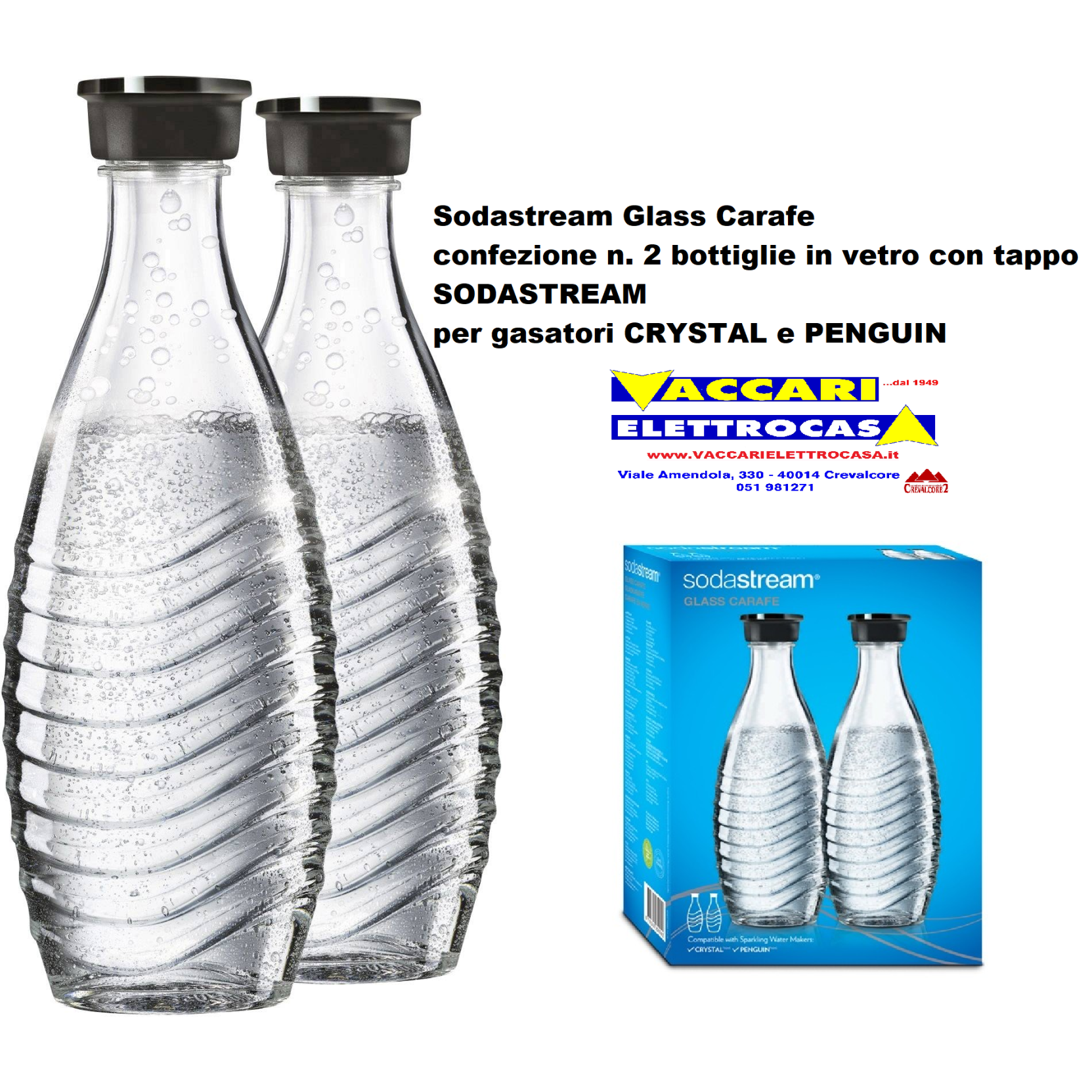 Set di 2 bottiglie in vetro per modelli CRYSTAL e PENGUIN SODASTREAM