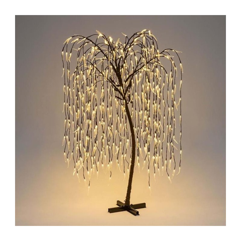 Albero salice piangente marrone 512 LED con foglie trasparenti MT2 LOLLI 28660