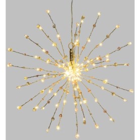 Decorazione luminosa per uso interno 90 microLED, ramo argento diametro40, perle trasparenti e rosa LOTTI