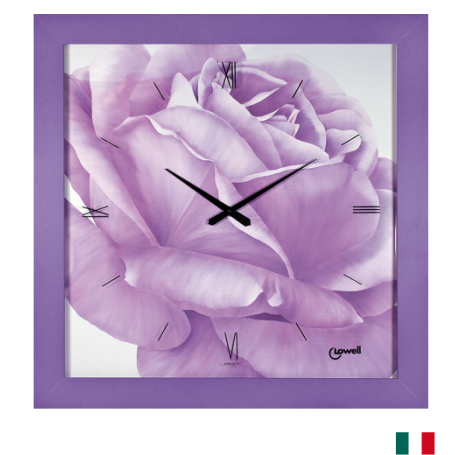 Grande Orologio da Parete quadro cornice viola e stampa floreale lowell 11790