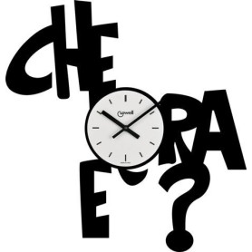OROLOGIO DA PARETE CHE ORA E'? IN METALLO NERO E VETRO...
