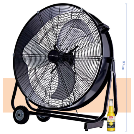GRANDISSIMO VENTILATORE DA TERRA CON RUOTE PROFESSIONALE DIAMETRO 97 CM