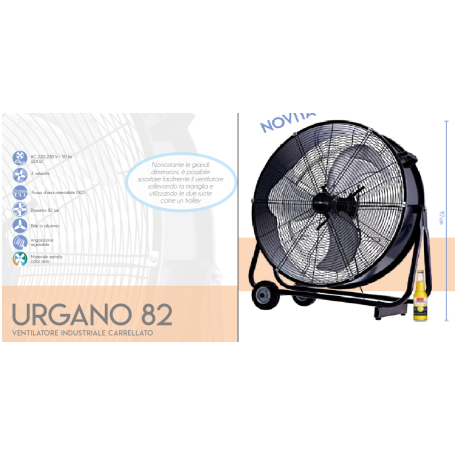 GRANDISSIMO VENTILATORE DA TERRA CON RUOTE PROFESSIONALE DIAMETRO 97 CM