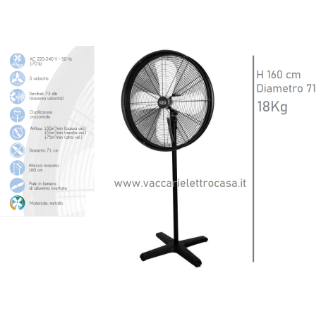 VENTILATORE A PIANTANA GRANDE OSCILLANTE TAMBURATOE POTENTE