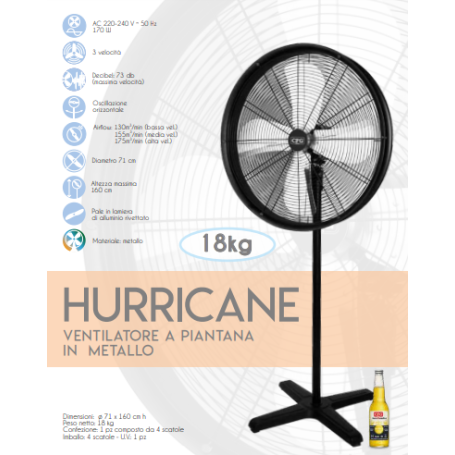 VENTILATORE A PIANTANA GRANDE OSCILLANTE TAMBURATOE POTENTE
