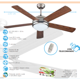 VENTILATORE SOFFITTO LUCE LED TELECOMANDO 2