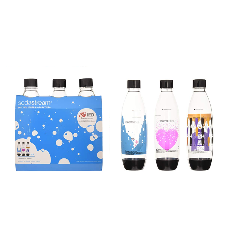 set 3 bottiglie sodastream per spirit, power, source, play ed.limitata