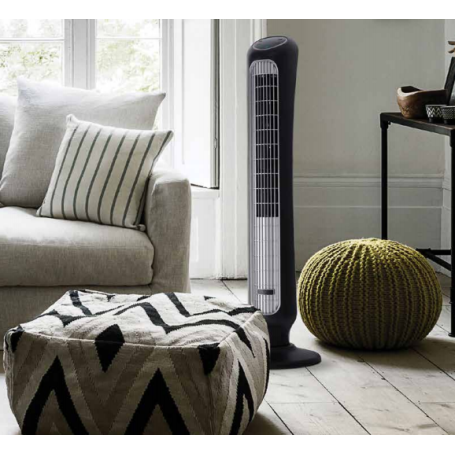 Ventilatore a torre con telecomando 6 velocità nero CFG TORRE LUX