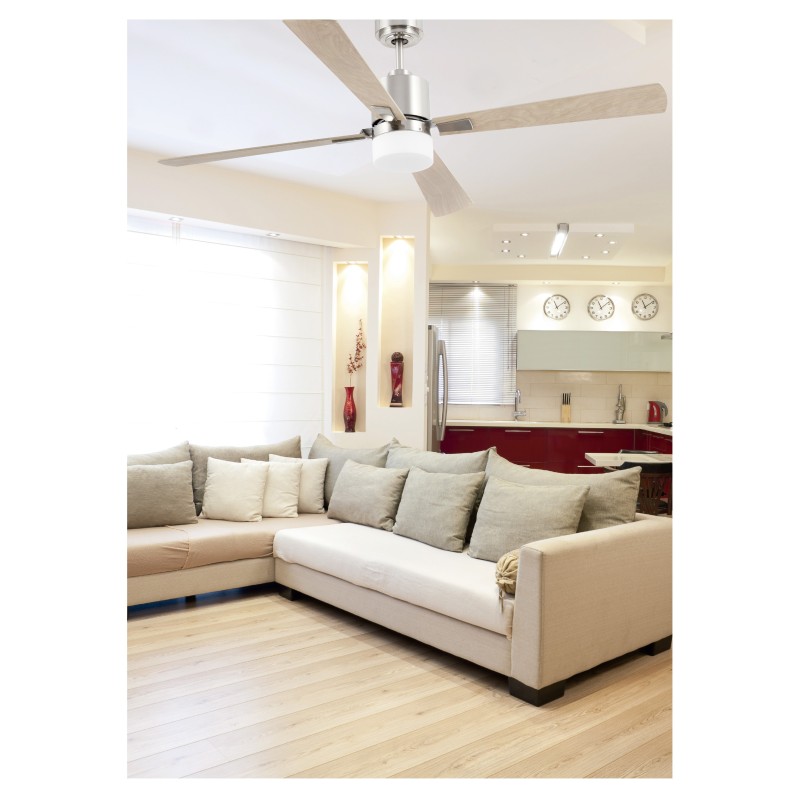 PALK Pala da soffitto con luce in acciaio...