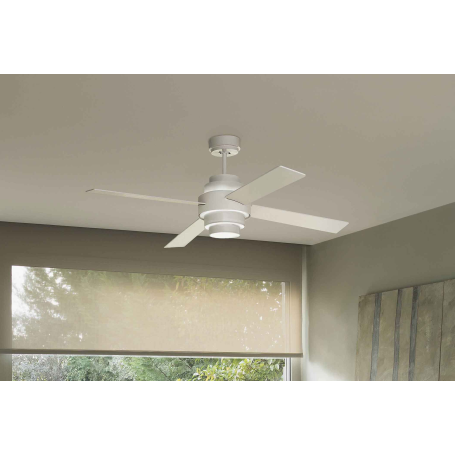 Ventilatore da soffitto con luce 4 pale, bianco, con telecomando 33397 DISC FAN FARO