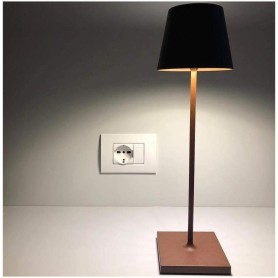 POLDINA PRO CORTEN LAMPADA DA TAVOLO SENZA FILO MARRONE CORTEN 2