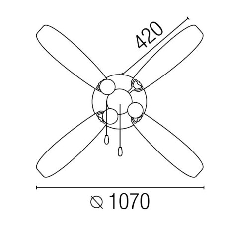 Ventilatore soffitto  FARO LISBOA con luce marrone 4 pale in legno con catena
