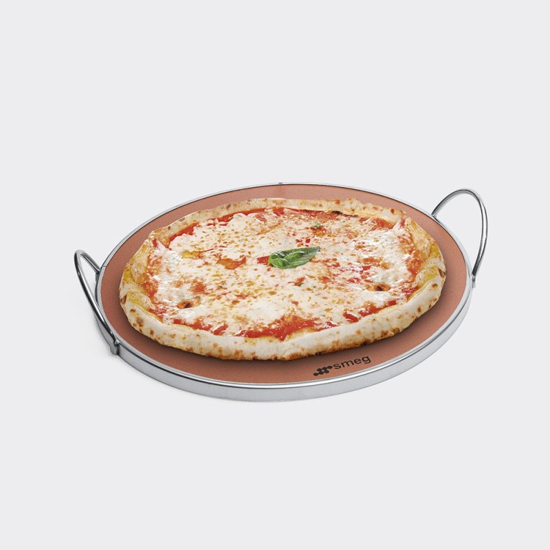 SMEG PIETRA REFRATTARIA TONDA CON MANICI PER COTTURA PIZZA IN FORNO SMEG
