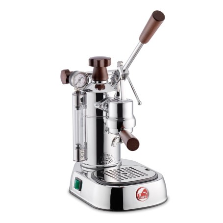 Macchina da caffè espresso a leva PROFESSIONAL LUSSO IMP.LEGNO 230Vottone cromato manopola leva legno LPLPLH01EU La Pavoni