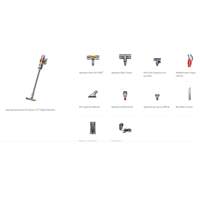 Aspirapolvere ricaricabile V15 Detect Absolute DYSON Nickel Satin