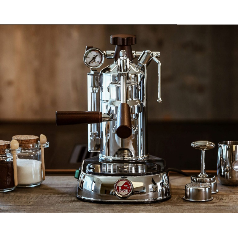 Macchina da caffè espresso a leva PROFESSIONAL LUSSO IMP.LEGNO 230Vottone cromato manopola leva legno LPLPLH01EU La Pavoni
