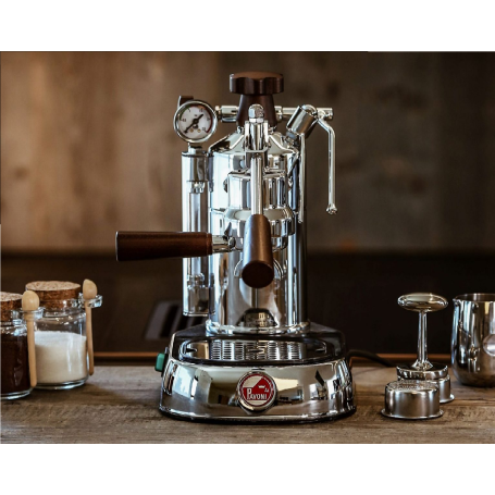Macchina da caffè espresso a leva PROFESSIONAL LUSSO IMP.LEGNO 230Vottone cromato manopola leva legno LPLPLH01EU La Pavoni