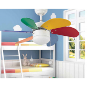 Ventilatore soffitto Colorato FARO PALAO MULTICOL con luce  per bambini 6 pale colorate