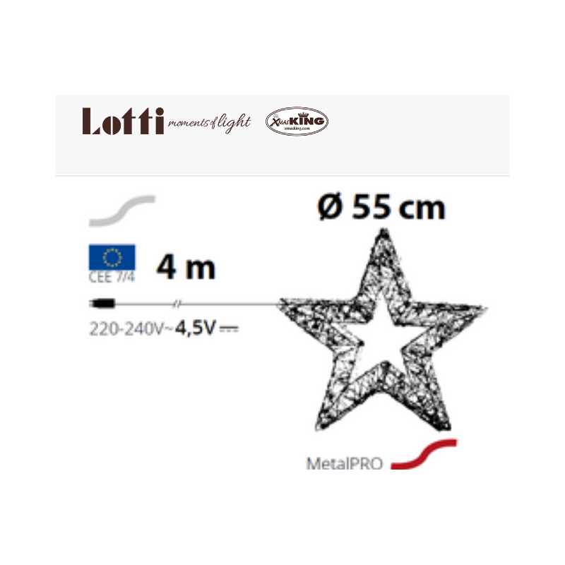 Stella luminosa ROSSA Luce bianco Caldo diametro 55cm