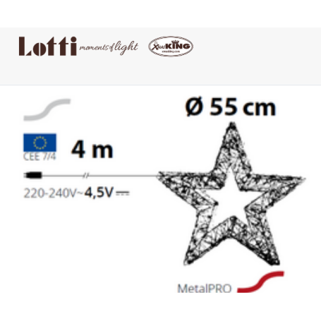 Stella luminosa ROSSA Luce bianco Caldo diametro 55cm Stella luminosa ROSSA Luce bianco Caldo diametro 55cm