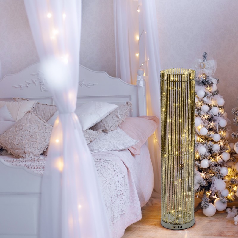 Colonna vaso tubi argentati 60LED altezza cm100 luce calda 3D ATS CL100 S60-F Lotti (LOLLI 25892)