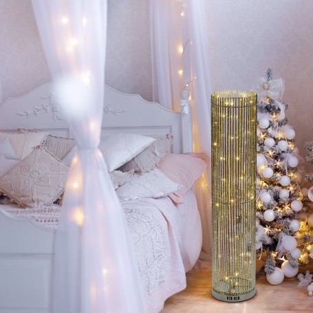 Colonna vaso tubi argentati 60LED altezza cm100 luce calda 3D ATS CL100 S60-F Lotti (LOLLI 25892)