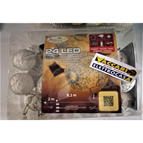 Catena 24 LED sfere con pizzo fiorato MT2 LOLLI 28952