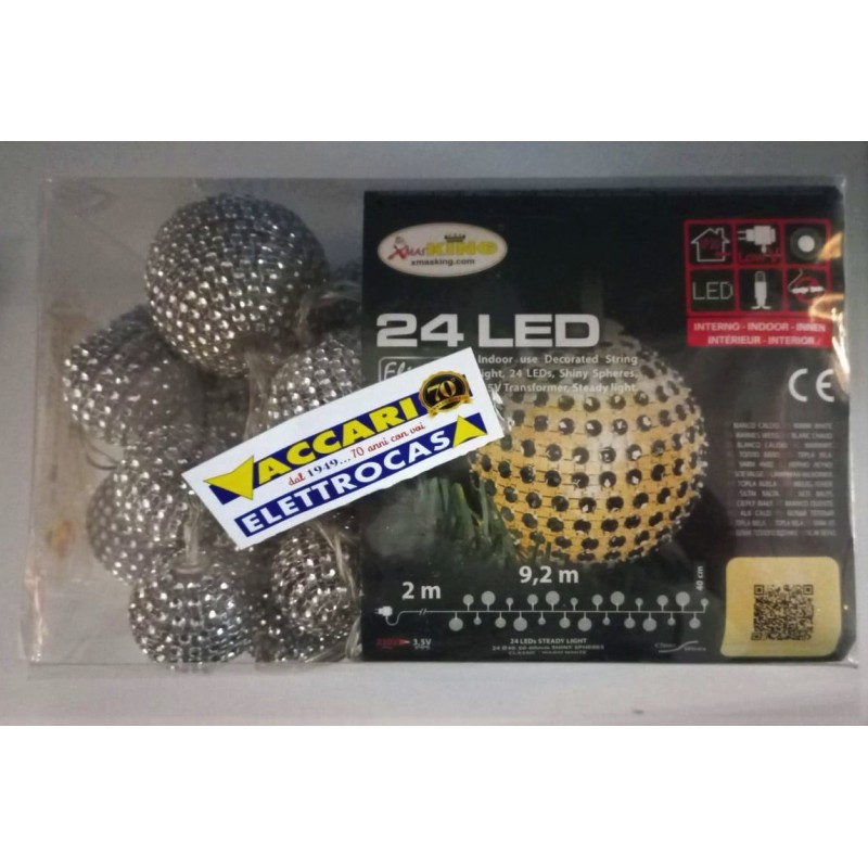 Catena con sfere brillantini 24 LED luce calda MT2 LOLLI 28954
