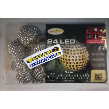 Catena con sfere brillantini 24 LED luce calda MT2 LOLLI 28954