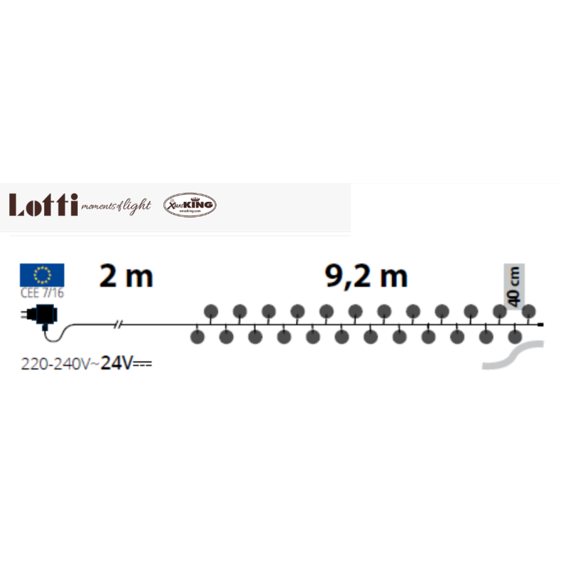Catena con sfere brillantini 24 LED luce calda MT2 LOLLI 28954
