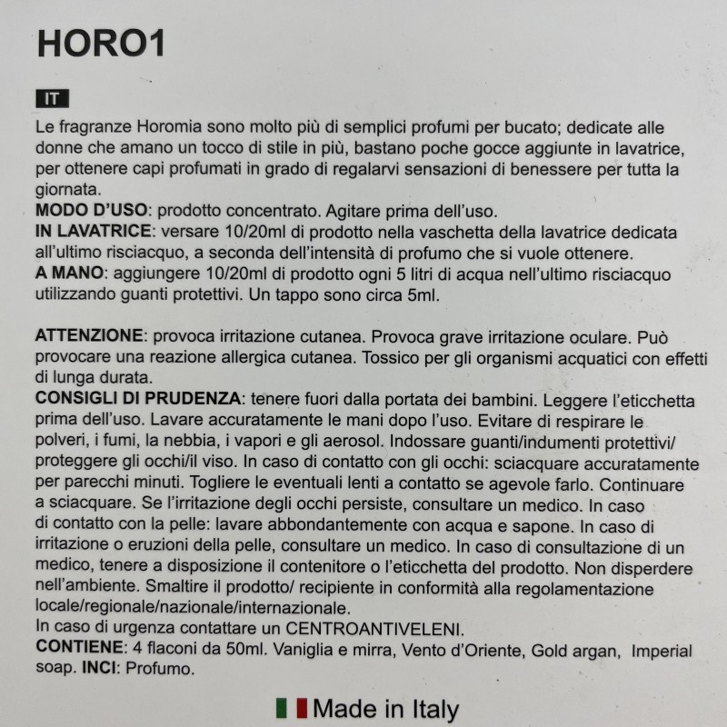 Cofanetto 4 fragranze 50ml Imperial Soap, Vaniglia e Mirra, Vento d'Oriente, Gold Argan HOROMIA