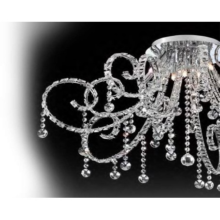 PLAFONIERA CON CRISTALLI FIORE 6 LUCI-IDEAL LUX