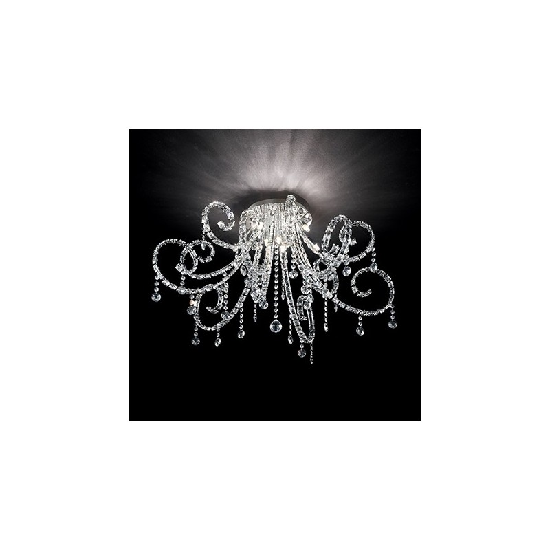 PLAFONIERA CON CRISTALLI FIORE 6 LUCI-IDEAL LUX
