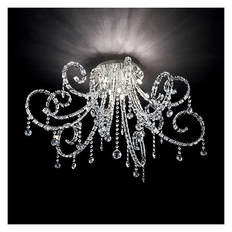 PLAFONIERA CON CRISTALLI FIORE 6 LUCI-IDEAL LUX