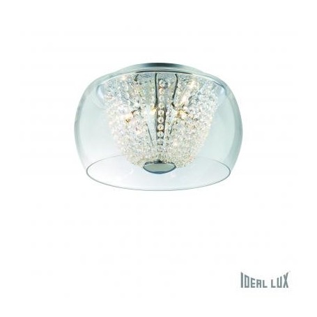 Lampadario a sospensione con diffusore in vetro soffiato, e catene di ottagoni all'interno IDEAL LUX mod AUDI 60 PL8 D40
