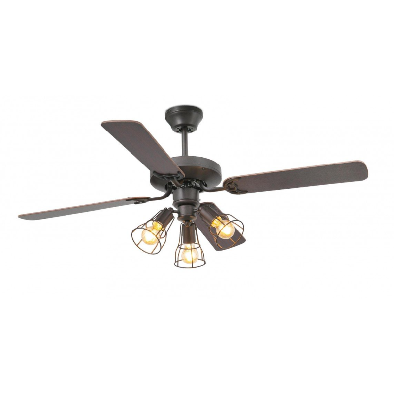 Ventilatore da soffitto con 4 pale in legno noce 1 luce 130cm