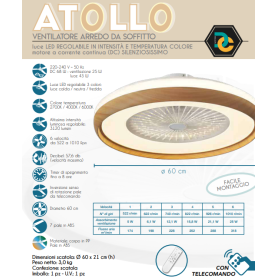 Ventilatore a soffitto con luce LED EV100 ATOLLO CFG 2
