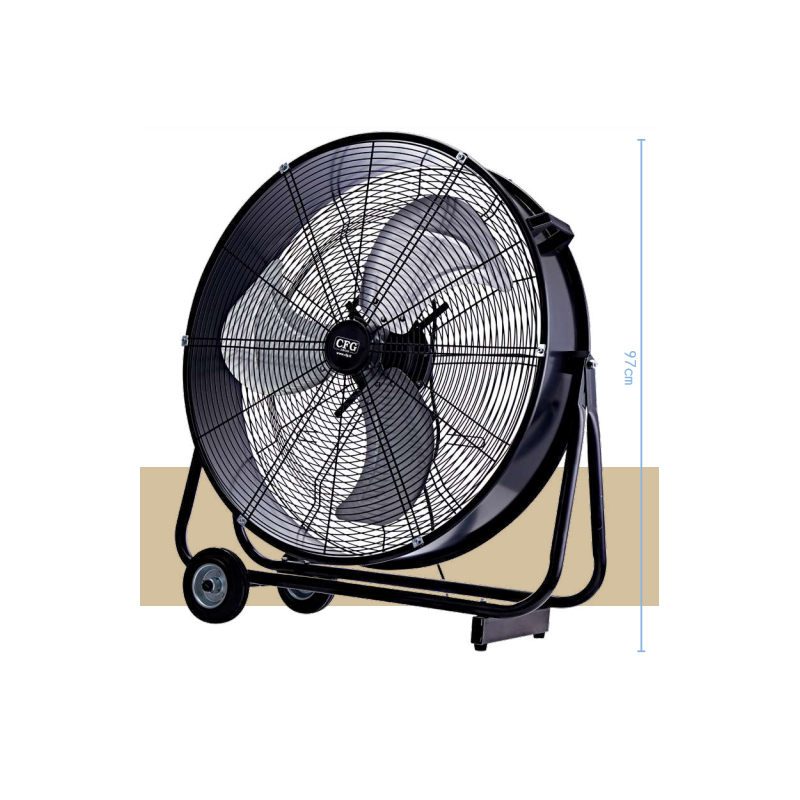 GRANDISSIMO VENTILATORE DA TERRA CON RUOTE PROFESSIONALE DIAMETRO 97 CM