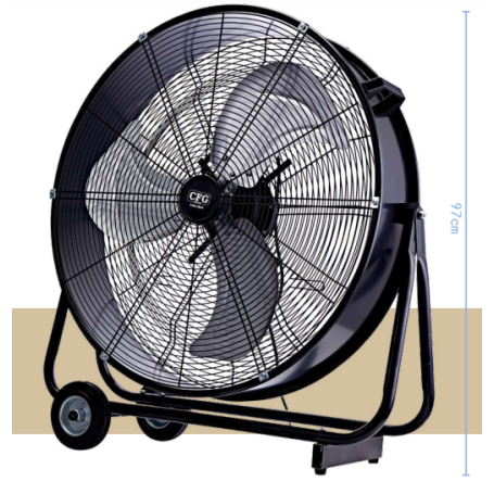 GRANDISSIMO VENTILATORE DA TERRA CON RUOTE PROFESSIONALE DIAMETRO 97 CM