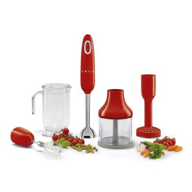Frullatore ad immersione con asta e lame in acciaio inox. Con bicchiere, tritatutto, frusta e schiacciaverdure  inclusi. SMEG CO 2