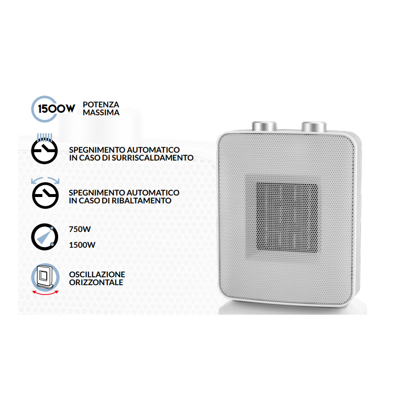 Termoventilatore piastra ceramica PTC 1500W ER011 O'SCYLLO CFG