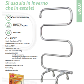 Scalda asciugamani 70W cromato CFG ER007 HOTEL 5 STELLE 2
