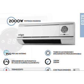 Termoconvettore ventilato a parete con telecomando 2000W CFG SPIDER E078 2