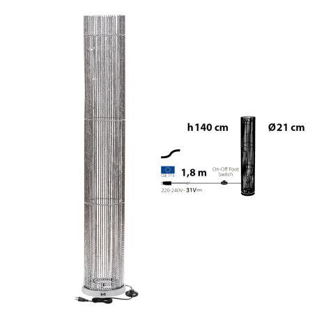 Colonna vaso piatta H140cm 100 LED bianco caldo 3D ATS CL140 S100-F (WW) Lotti (LOLLI 20017)